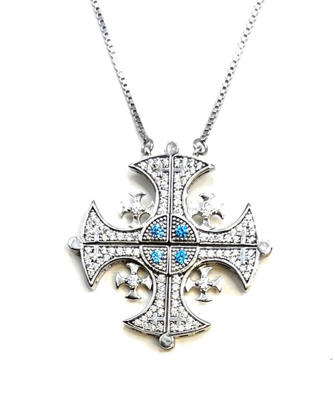 Sterling Classic Jerusalem Cross Opening Magnetic Necklace